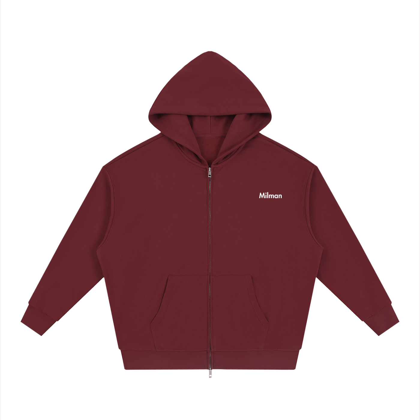 Unisex Loose Solid Full Zip Hoodie
