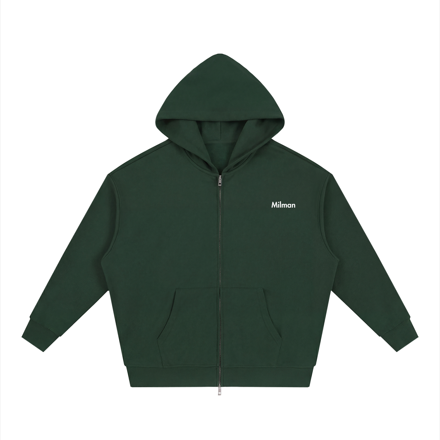 Unisex Loose Solid Full Zip Hoodie